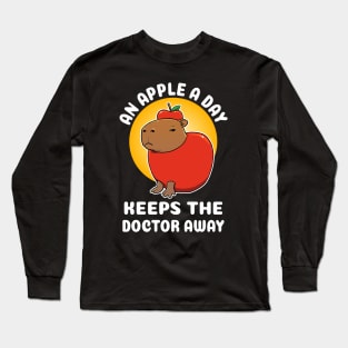 An apple a day keeps the doctor away Capybara cartoon Long Sleeve T-Shirt